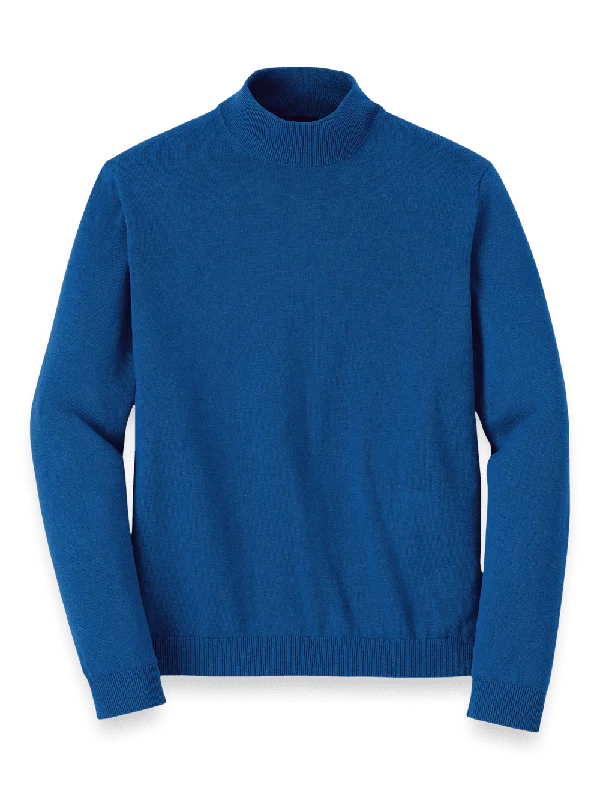 Supima Cotton Mock Neck Sweater - Blue