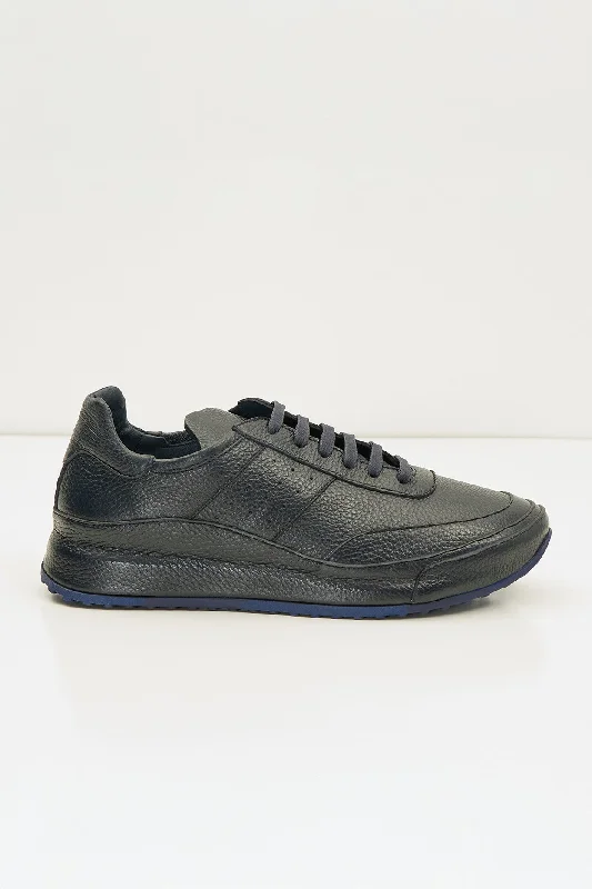 Full Grain Leather Stealth Sneaker - Navy