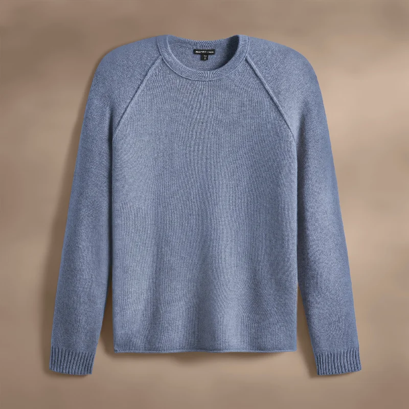 Recycled Cashmere Raglan Crew - Faded Indigo