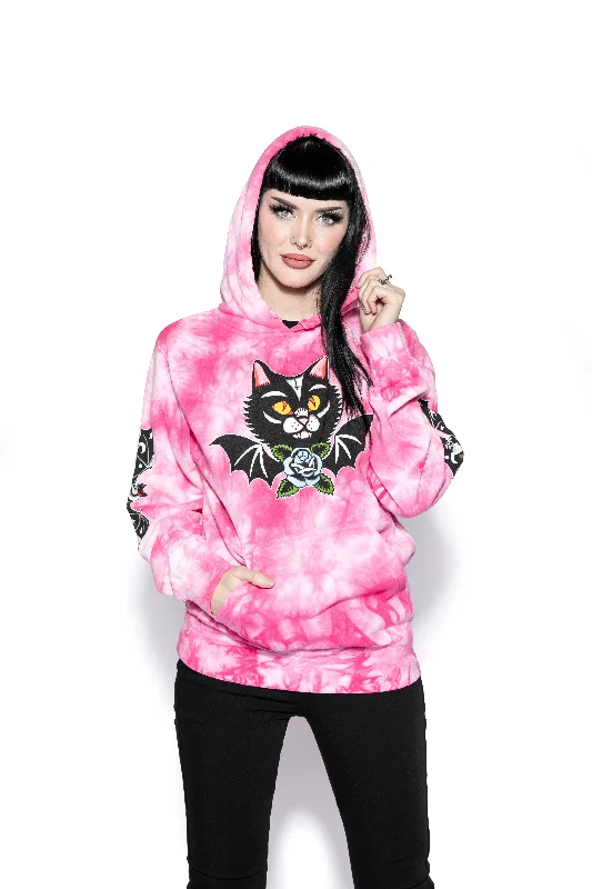 Frickin' Bats - Pink Tie Dye Hooded Pullover