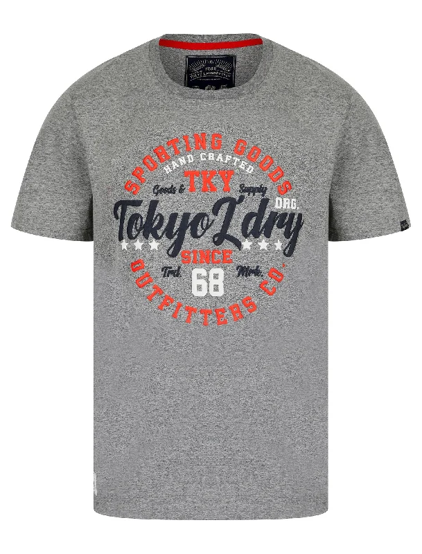 Stars 68 Motif Cotton Jersey Grindle T-Shirt in Light Grey - Tokyo Laundry