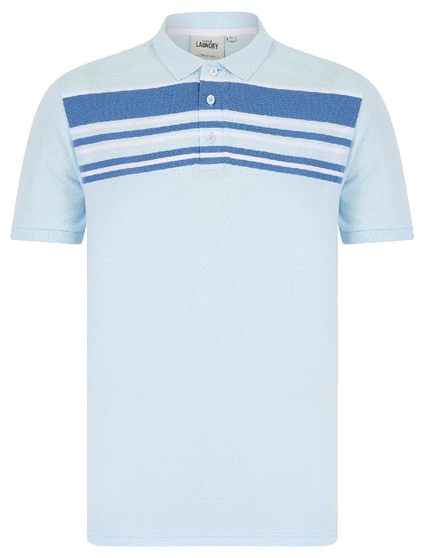 Hayden Yarn Dyed Stripe Cotton Pique Polo Shirt in Ice Water - Tokyo Laundry