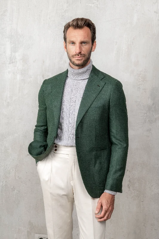 Green jacket in wool and cashmere - Made in Italy