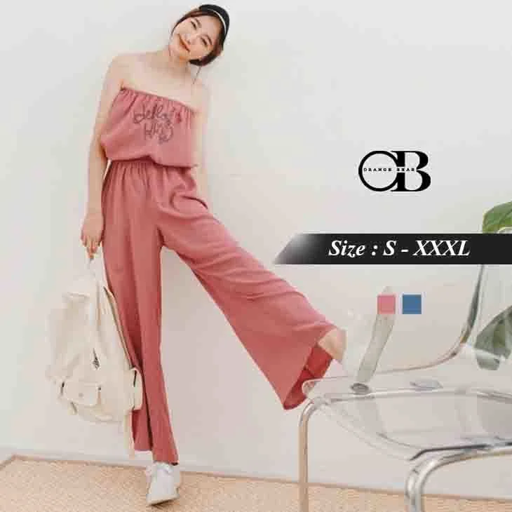 ELASTIC WAIST WIDE JUMPSUIT