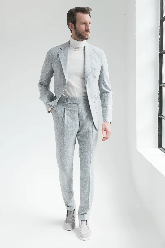 Light blue herringbone wool and cashmere suit – Made in Italy