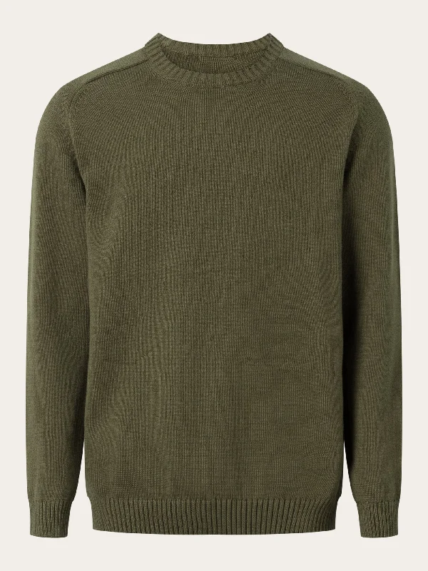 Plain knitted crew neck - Dark Olive