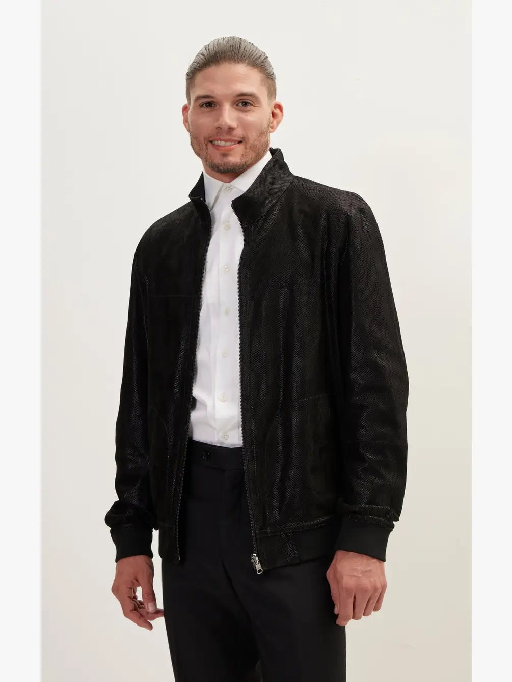 Suede To Genuine Reversible Leather Jacket - Black