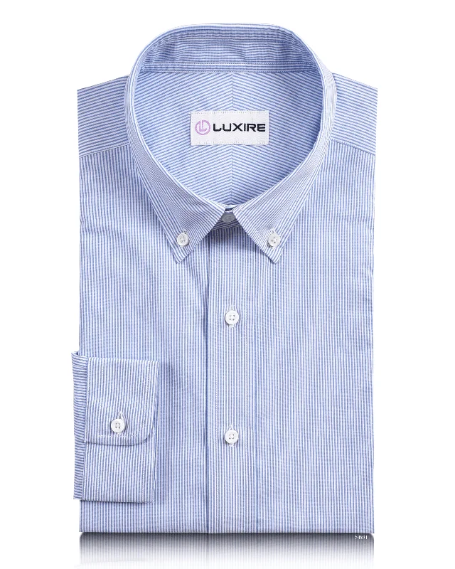 Blue on White Pin Stripes Dress Shirt