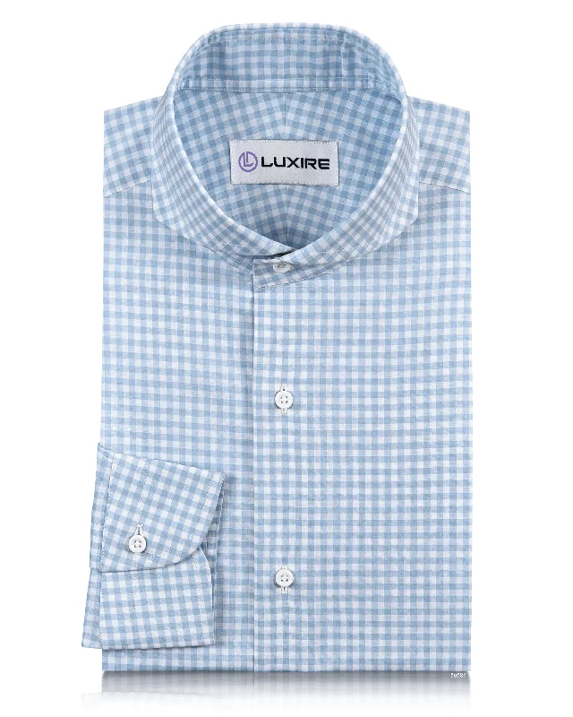 Soft Light Baby Blue Mini Gingham Shirt