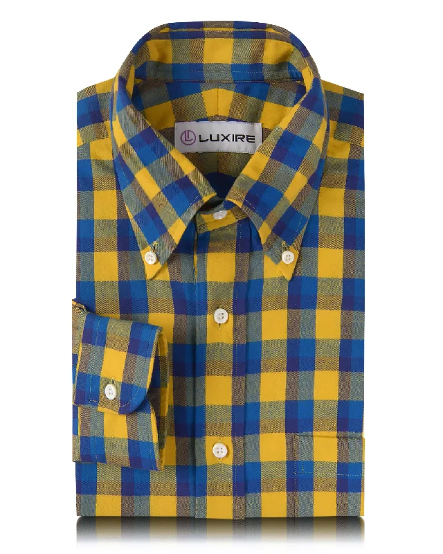 Yellow Blue Twill Checks Shirt