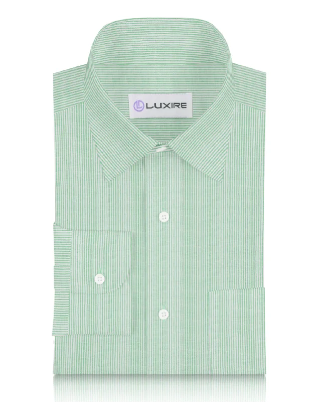 Green Dress Stripes Linen Shirt