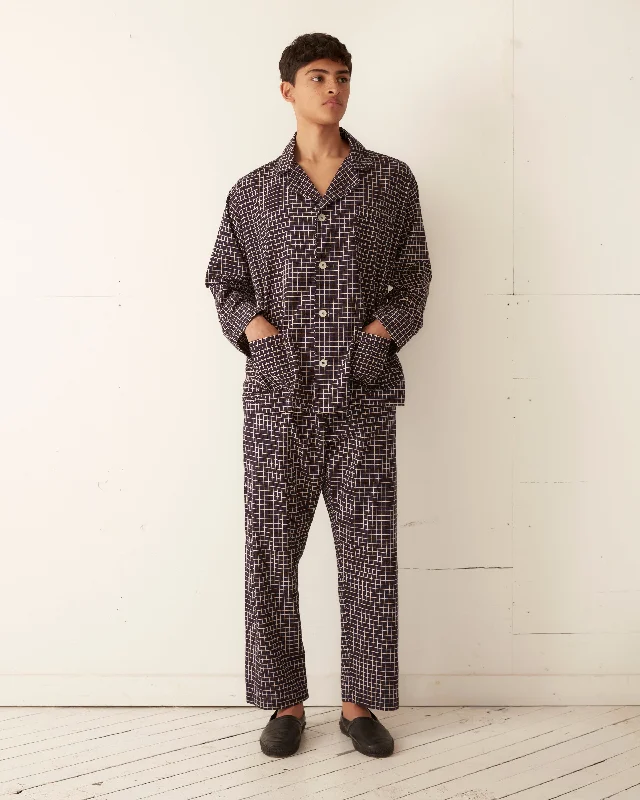 Midnight Grid Pajama Shirt