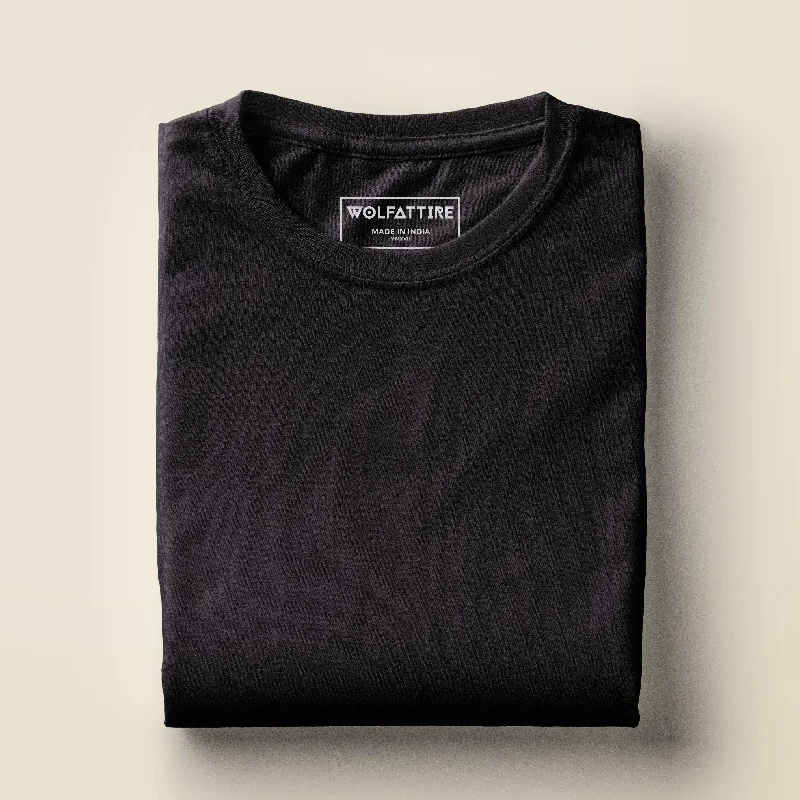 Men's Round Neck Plain T-Shirt Black (Regular Fit)