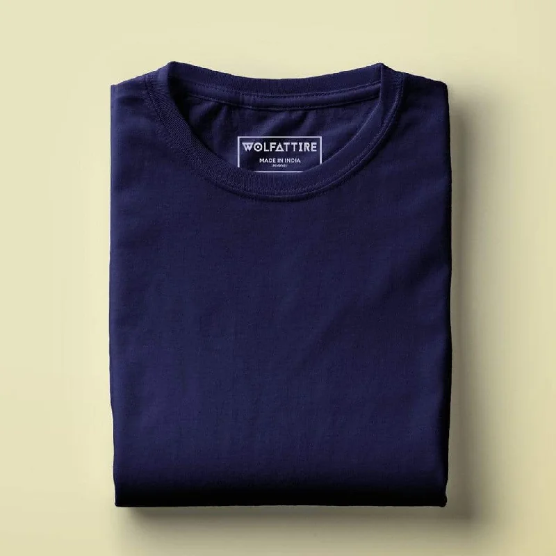 Men's Round Neck Plain T-Shirt NAVY BLUE(Regular fit)