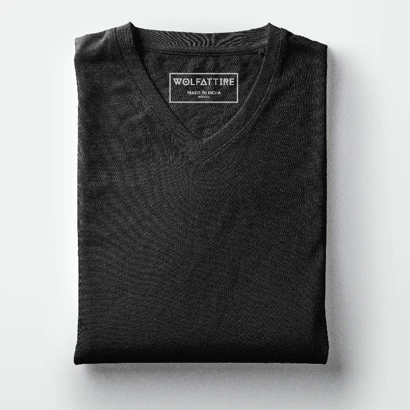 Men's V-neck plain T-shirt Black (Regular Fit)