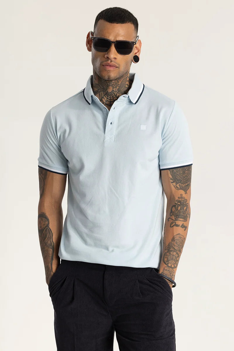 Light Blue Slim Fit Polo T-Shirt