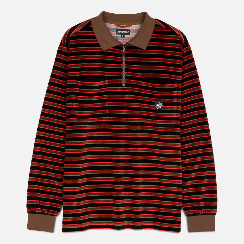 Santa Cruz - Longsleeve Polo II Capo - Chocolate Velour Stripe