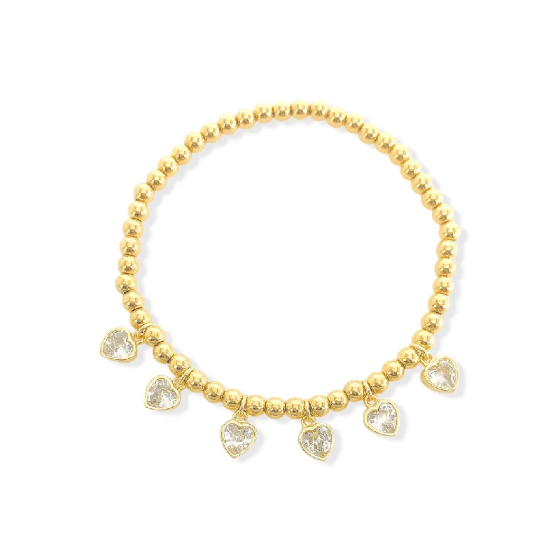 Monique Gold Bracelet with Dangle Hearts