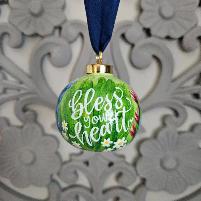 Bless Your Heart Wildflower Handpainted Ornament