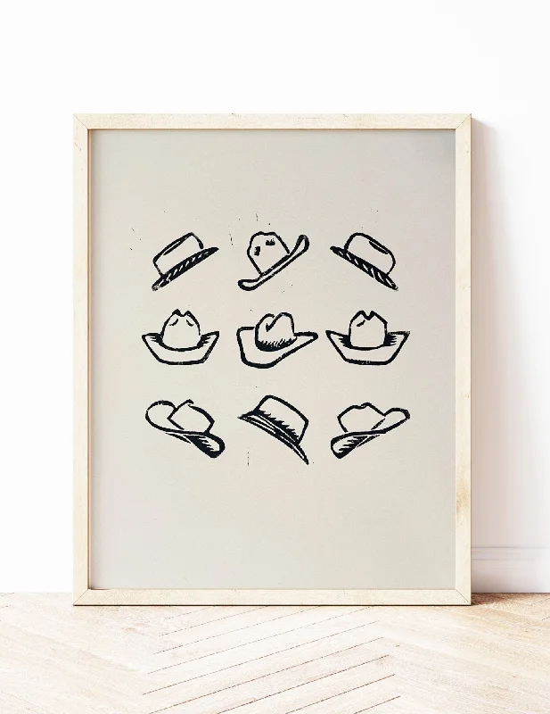 'Hats' Block Print