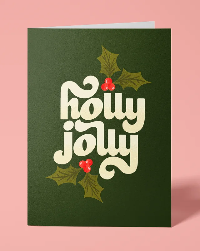 Holly Jolly - Hand Lettered Greeting Card