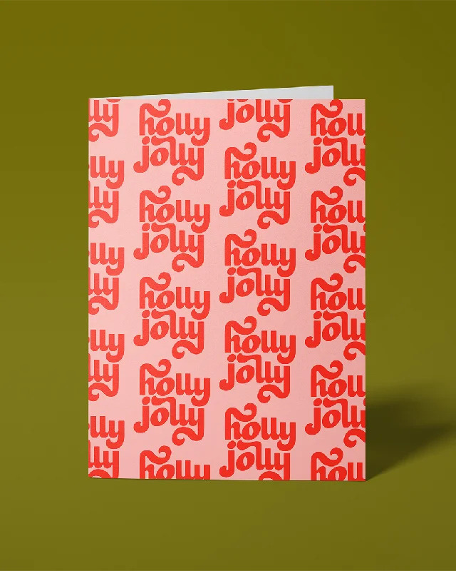 Holly Jolly Pattern - Hand Lettering Greeting Card