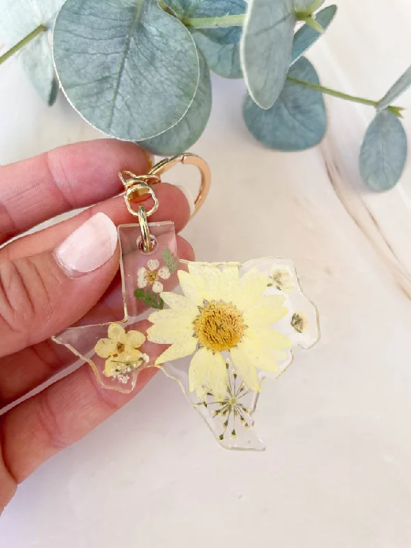 Pressed Flower Texas Keychain