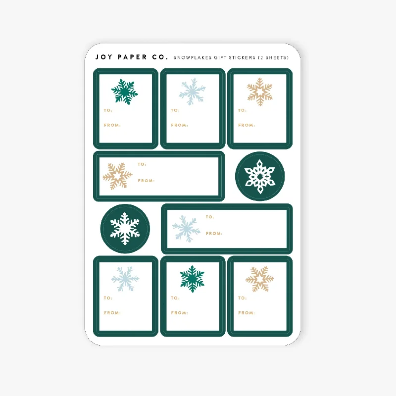 Snowflakes Gift Sticker Sheet, Set of 2